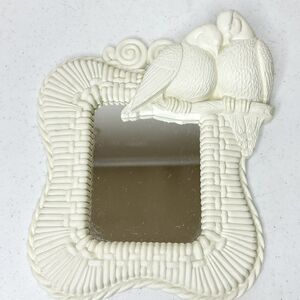Vtg‎ 1980’s Home Interiors Wall Decor Lovebirds Mirror White 9.75in